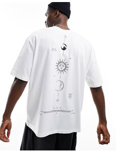 ASOS DESIGN - T-shirt oversize bianca con stampa celestiale sul retro-Bianco
