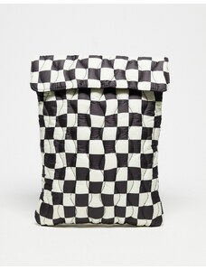 ASOS DESIGN - Custodia per laptop a scacchi bianchi e neri-Multicolore