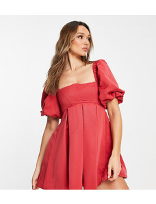 ASOS DESIGN - Vestito corto strutturato da cerimonia rosso con scollo curvilineo-Rosa