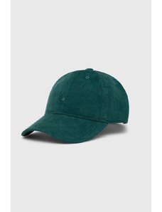 Carhartt WIP cappello con visiera in velluto a coste Harlem Cap colore verde I028955.1XHXX