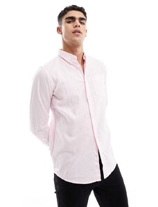 French Connection - Camicia elegante a maniche lunghe in lino rosa pallido