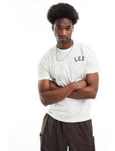 Lee - T-shirt écru vestibilità comoda con logo ad arco sul petto-Bianco
