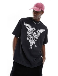 The Couture Club - T-shirt nera con angelo sul davanti-Nero