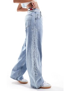Tommy Jeans - Daisy - Jeans ampi lavaggio medio a vita bassa con logo laterale-Blu