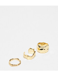 Topshop - Byron - Confezione da 3 anelli effetto fuso placcati in oro 14 carati