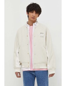Tommy Jeans giubbotto bomber in misto lana colore beige