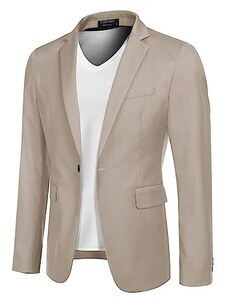 COOFANDY Giacca sportiva da uomo giacca casual giacca vestito singolo pulsante business, Kaki, M