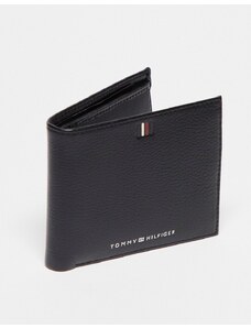 Tommy Hilfiger - Portafoglio nero con portamonete e logo centrale
