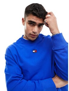 Tommy Jeans - Felpa comoda girocollo blu con stemma del logo piccolo-Nero
