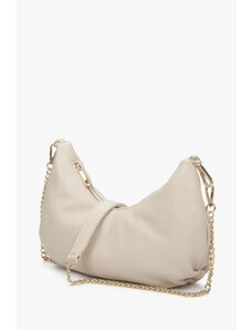 Women's Light Beige Baguette Handbag made of Genuine Italian Leather Estro ER00111944