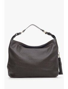 Women's Saddle Brown Hobo Bag made of Genuine Italian Leather Estro ER00114116