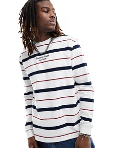 Tommy Jeans - Maglietta a maniche lunghe regular fit a righe multicolore-Bianco