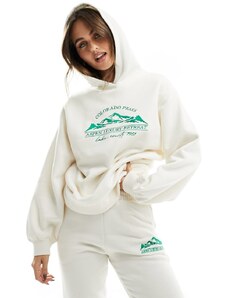 Threadbare - Ski - Tuta sportiva con felpa con cappuccio oversize e joggers écru-Bianco