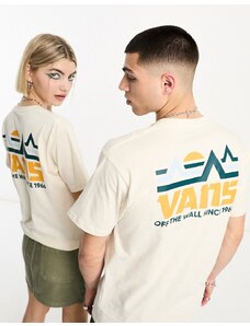 Vans - T-shirt unisex bianco sporco con stampa sul retro di montagna