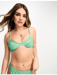 Daisy Street - Top bikini con coppe verde a fiori