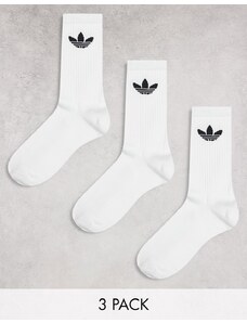 adidas Originals - Confezione da 3 paia di calzini bianchi con trifoglio-Bianco