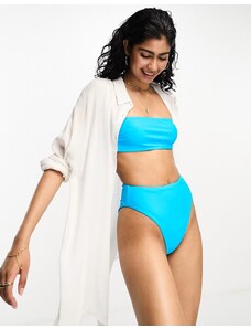 ASOS DESIGN - Mix and Match - Slip bikini sgambati a vita alta blu acceso