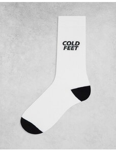 ASOS DESIGN - Calzini bianchi con stampa Cold Feet-Bianco