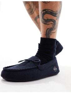 Lambretta - Pantofole stile mocassino blu navy con motivo a spina di pesce
