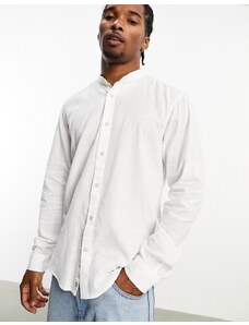 Pull&Bear - Camicia serafino a maniche lunghe in lino bianco