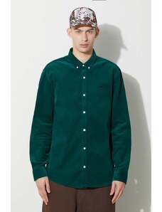 Carhartt WIP camicia in velluto a coste Longsleeve Madison Fine Cord Shirt colore verde I030580.1ZUXX