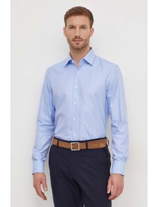 BOSS camicia in cotone uomo colore blu