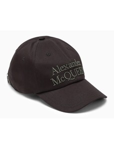 Alexander McQueen Cappello nero con ricamo logo