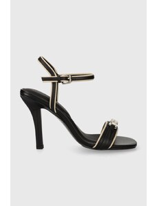 Tommy Hilfiger sandali in pelle TH HARDWARE HEELED SANDAL colore nero FW0FW07796