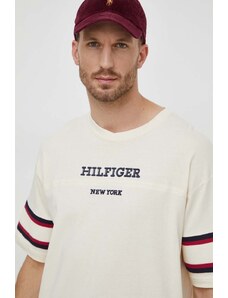 Tommy Hilfiger t-shirt in cotone uomo colore beige con applicazione