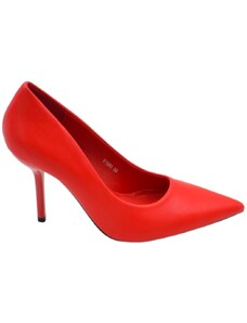 Malu Shoes Decollete' scarpa donna a punta in pelle rosso vivo con tacco spillo 12 cm linea basic glamour