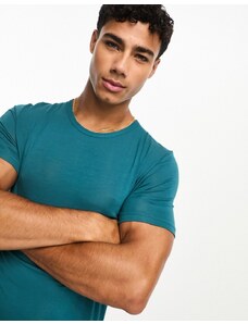 Calvin Klein - T-shirt da casa verde-azzurra con logo sul petto-Nero