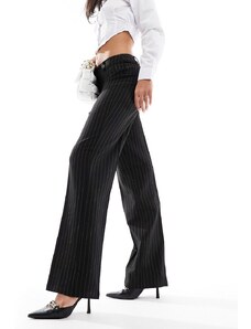 Pimkie - Pantaloni sartoriali con fondo ampio neri gessati-Multicolore