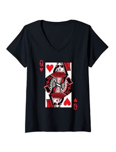 Queen of Hearts Shirts Donna Regina dei Cuori Maglietta con Collo a V