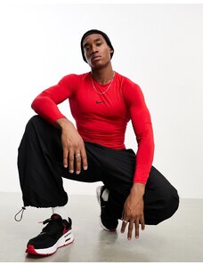 Nike Training - Pro Dri-FIT - T-shirt aderente rossa a maniche lunghe-Rosso