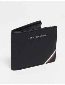 Tommy Hilfiger - Portafoglio piccolo nero con scomparti per carte di credito e logo centrale