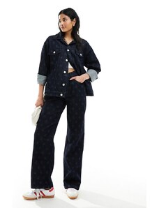 4th & Reckless - Jeans con logo stampato a laser di colore blu scuro in coordinato-Blu navy