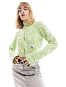 Calvin Klein Jeans - Cardigan verde menta con monogramma del logo