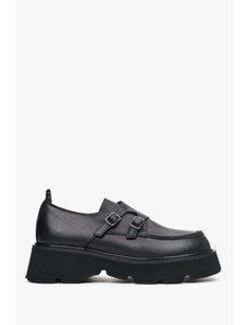 Women's Black Brogues with Thick Sole made of Genuine Leather Estro ER00113812