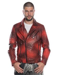 Leather Trend V248 - Chiodo Uomo Rosso Tamponato in vera pelle