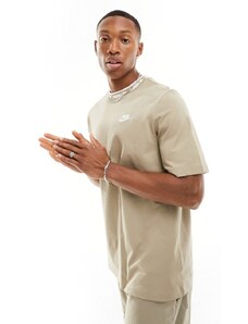 Nike Club - T-shirt beige con logo sul collo-Neutro