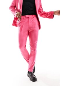 ASOS DESIGN - Pantaloni da abito skinny a zampa in velluto rosa