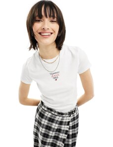 Tommy Jeans - Essential - T-shirt bianca con logo-Bianco
