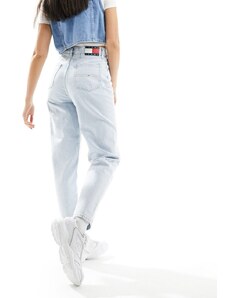 Tommy Jeans - Mom jeans affusolati lavaggio chiaro a vita alta-Blu