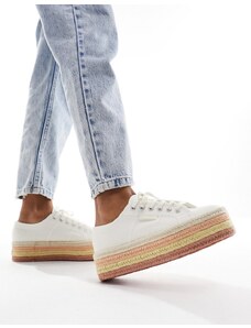 Superga - 2790 - Sneakers flatform bianche con suola in corda-Bianco