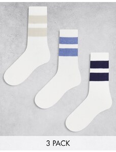 ASOS DESIGN - Confezione da 3 paia di calzini a righe di vari colori-Multicolore