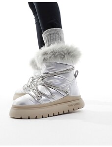 Steve Madden - Ice-Storm - Stivali da neve argento con lacci decorati