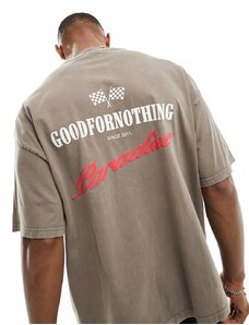 Good For Nothing - T-shirt oversize con stampa stile motocross color talpa-Grigio