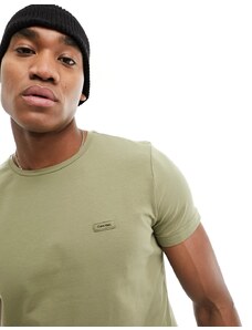 Calvin Klein - T-shirt slim fit elasticizzata verde delta