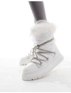 Steve Madden - Ice-Storm - Stivali da neve bianchi con lacci decorati-Bianco