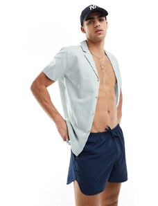 ASOS DESIGN - Pantaloncini da bagno blu navy corti con fascia sottile in vita
